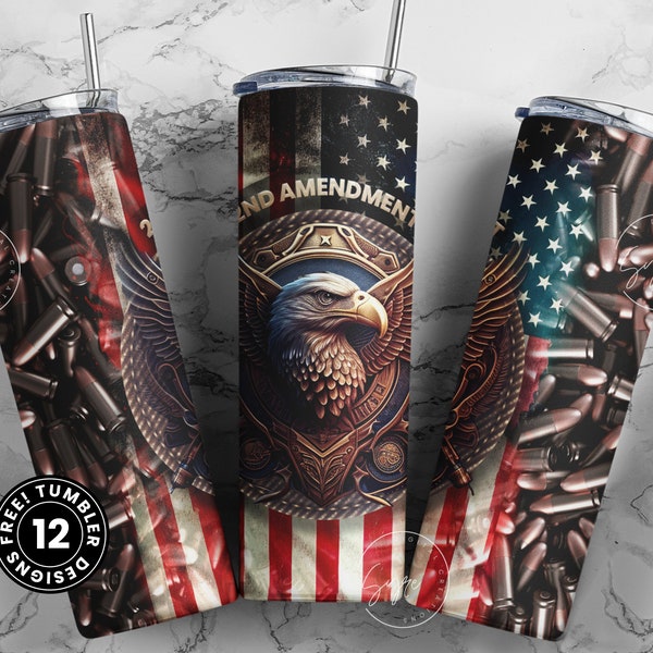 Second Amendment Tumbler Wrap, USA 2nd Amendment Sublimation, 20oz Skinny Tumbler Seamless Sublimation, Patriotic Tumbler Wrap, Dad Gift PNG