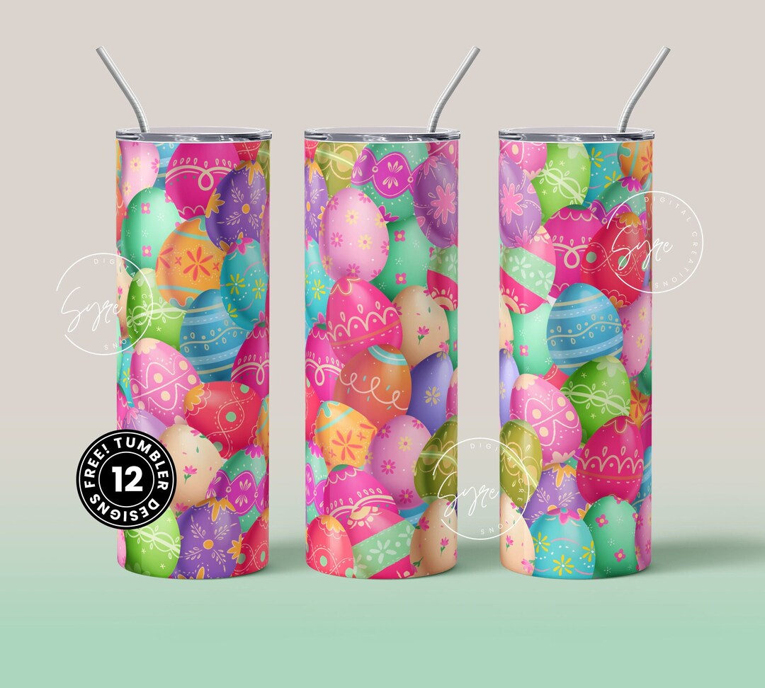 Easter Tumbler, Colourful Easter Egg Tumbler, Egg Seamless Pattern, Easter Egg Pattern, 20 Oz