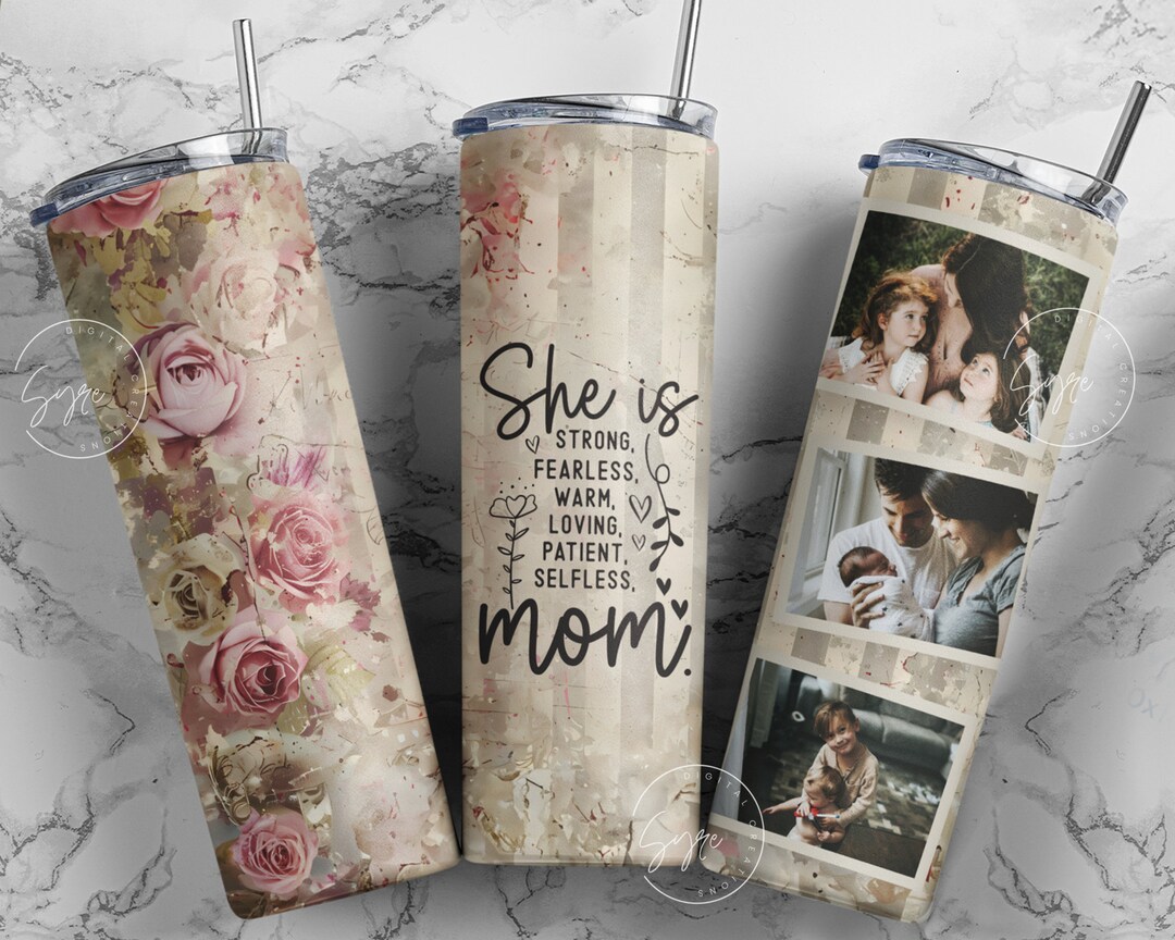 Mothers Day Photo Tumbler Wrap, Floral Tumbler, Mom Tumbler Wrap,