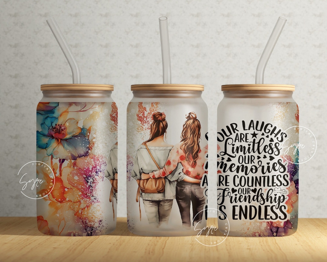 Best Friends Glass Tumbler, 16 Oz Libbey Glass Can Design, Gift for