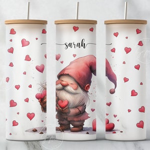 Valentines Day Gnomes Tumbler Wrap, Valentine Tumbler Wrap, 25 oz Tumbler Wrap PNG, 25 Oz Libbey Glass Can Wrap Sublimation Design, Digital