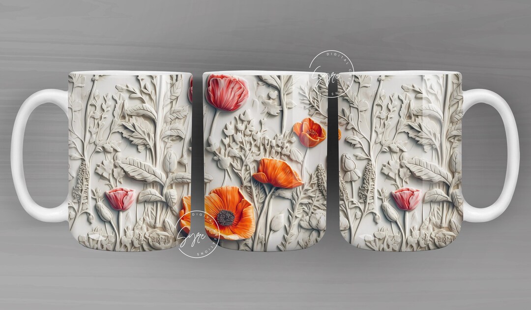 3D Flower Mug 3D Floral Mug Wedding Mug Design Floral Mug - Etsy