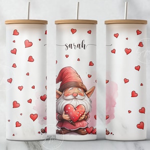 Valentines Day Gnomes Tumbler Wrap, Valentine Tumbler Wrap, 25 oz Tumbler Wrap PNG, 25 Oz Libbey Glass Can Wrap Sublimation Design, Digital