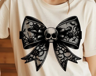 Halloween Skull Bow, Black Bow Png, Halloween Gothic Coquette Bow PNG, Retro Halloween Png, Black Coquette Bow Png, Black Lace Bat, Digital