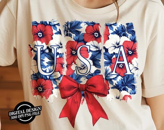 Coquette florale Etats-Unis Png Amérique rétro Png 4 juillet PNG Memorial Day Png Sublimation Etats-Unis patriotique Png Girly png Memorial Day Png 1776 Png
