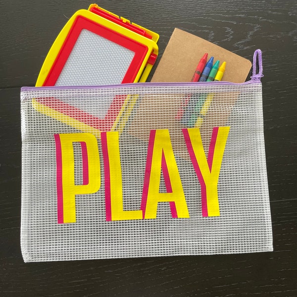 PLAY Bag, Busy Bag, Party Favor, Magnetic Doodle Board, Crayons, Notebook