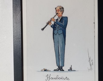 The oboe-Watercolor-Illustration orchestra musicians-Watercolor print-Limited edition
