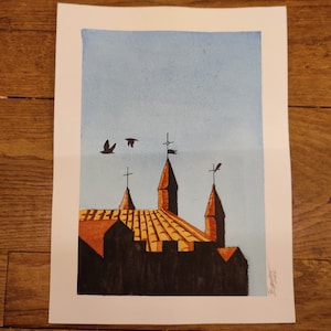 Poster Toulouse Eglise de la Dalbade-Watercolor-Watercolor Print-Limited Edition