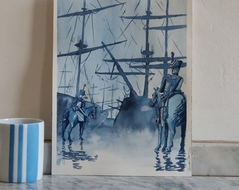Bitwa pod Helder-plakat-malarstwo historyczne-akwarela-akwarela Print-edycja limitowana