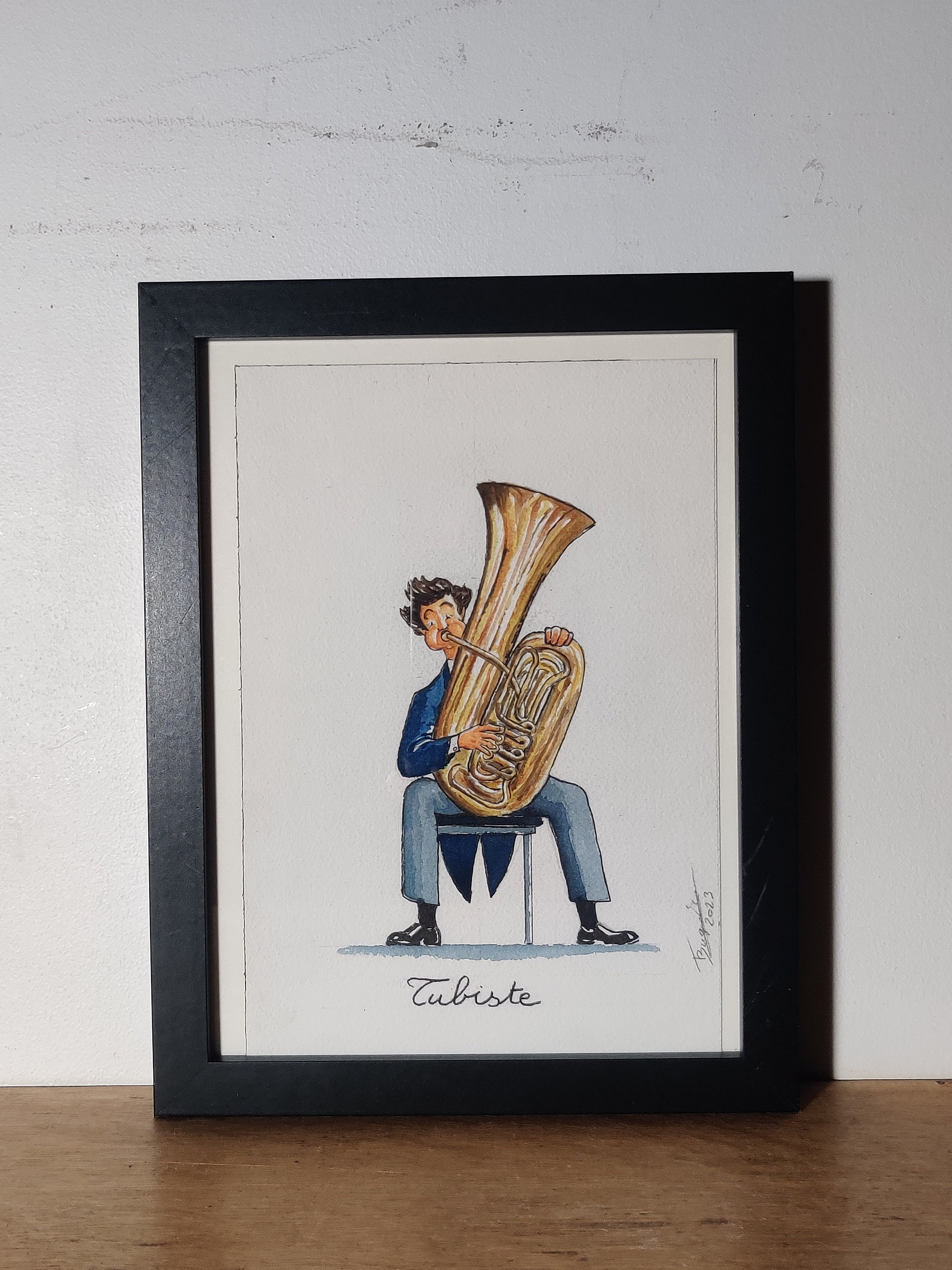 The tuba-Watercolor-Illustration orchestra musicians-Watercolor print-Limited edition