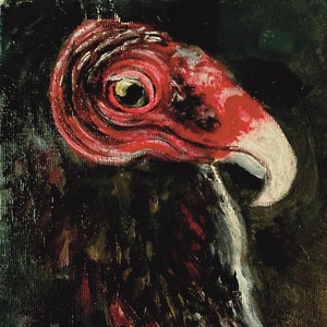 Turkey Vulture Original Oil Painting, Artwork of Carrion Bird, Aesthetic, Dark Academia, Bird Art, Buzzard Design, Illustration Bird, Goth