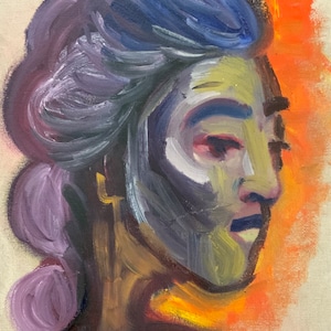 Colorful Women&#39;s Portrait, 8x10&quot; Original Oil Painting, Bright Color Portraiture Artwork, Figurative Art, Art of Figure, Contemporary Art