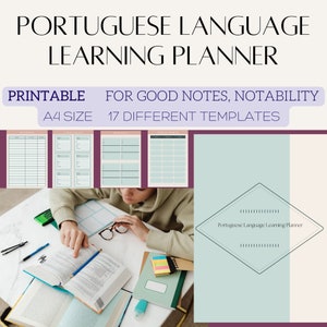 Portuguese Language Learning Planner, Notebook Workbook Study Journal, Printable, Digital Goodnotes Samsung notes, Learn Portuguese