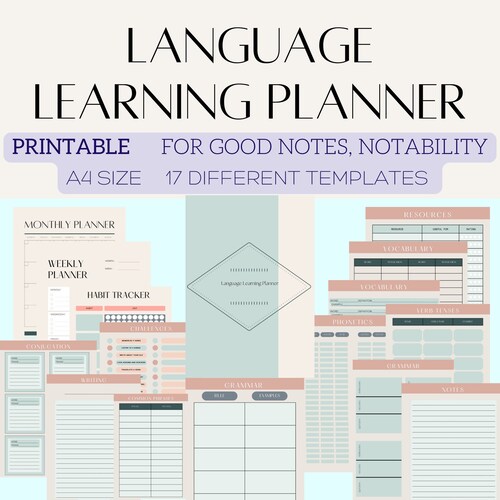 Language Learning Planner Language Study Notebook Digital - Etsy