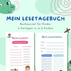 Lesetagebuch & Lernliste für Kinder / Buchjournal für Kinder / 3 Vorlagen in unterschiedlichen Farben / Druckdatei als PDF Download immediato