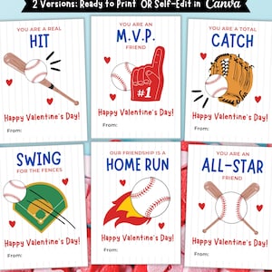 Printable Baseball Valentine Cards, Classroom Valentines for Kids Exchange