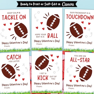 Printable Football Valentine Cards Set, Class Valentines for Kids Exchange