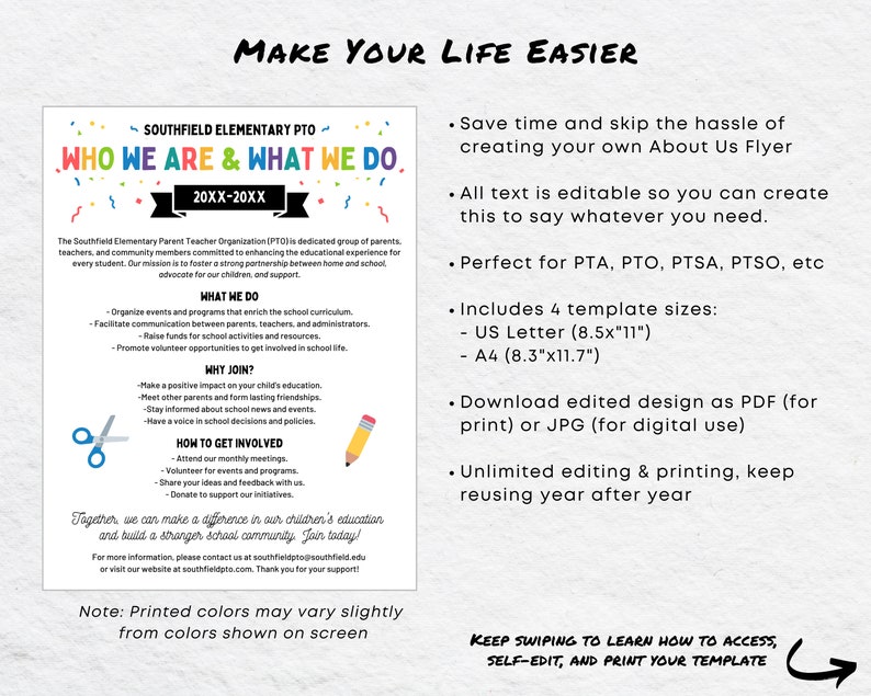 Editable PTA PTO Flyer Template: Volunteer Recruitment (canva) - Etsy