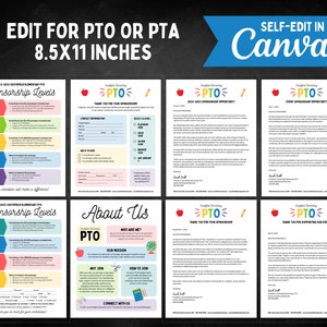 Editable PTA PTO Form Bundle Includes Sponsorship Letters, Forms, Levels, and About Us Flyer