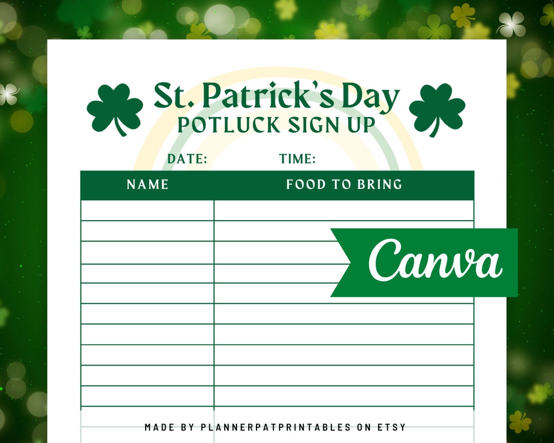 St. Patrick's Day Potluck Poster Template