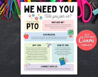 About The PTO Flyer Editable Canva Template for Membership Drive