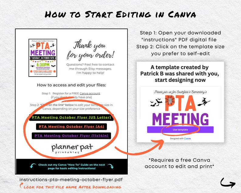 Editable PTA PTO Meeting Flyer Template | School Event Invite (canva ...
