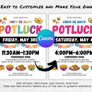Editable Cinco De Mayo Potluck Flyer Template, Taco Fiesta Invite ...