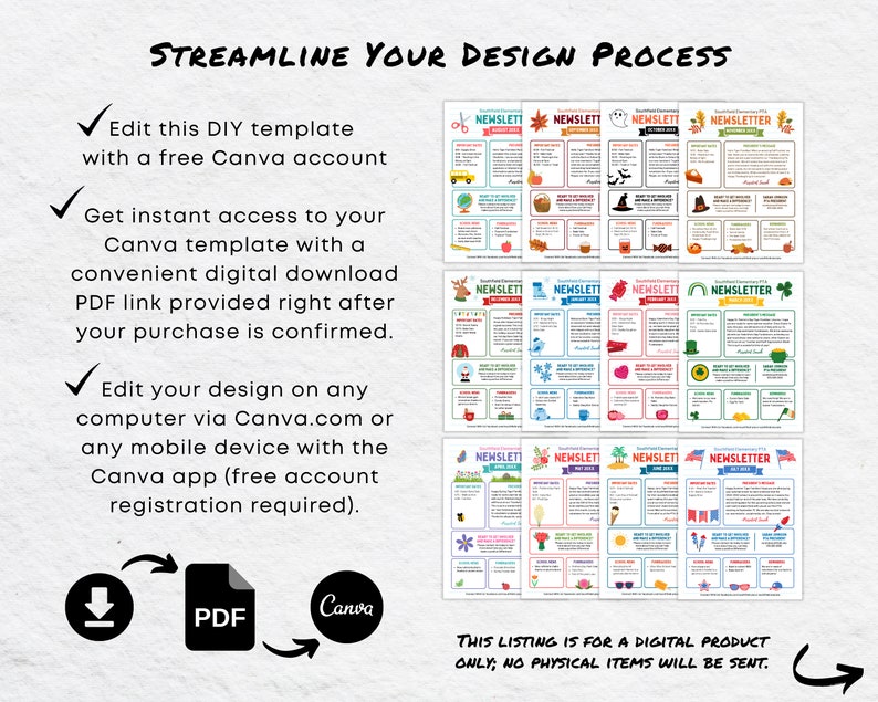 Editable PTA PTO Newsletter Bundle | 12 School Communication Canva ...