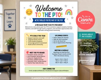 PTA PTO President Welcome Letter Template, Editable School Flyer (Canva)