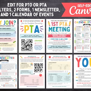 Editable PTA PTO Template Bundle | School Recruitment Flyers, Membership Forms, Newsletters & Event Calendar | Parent Teacher Printables