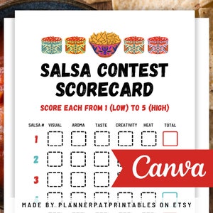 Salsa Scorecard Printable PDF, Editable Salsa Contest Scorecard Template