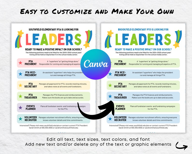 Pta Roles PTA Election Flyer Template, School PTO Officer Responsibilities (canva ...