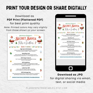 Editable Secret Santa Rules Flyer | Christmas Gift Exchange Guidelines ...