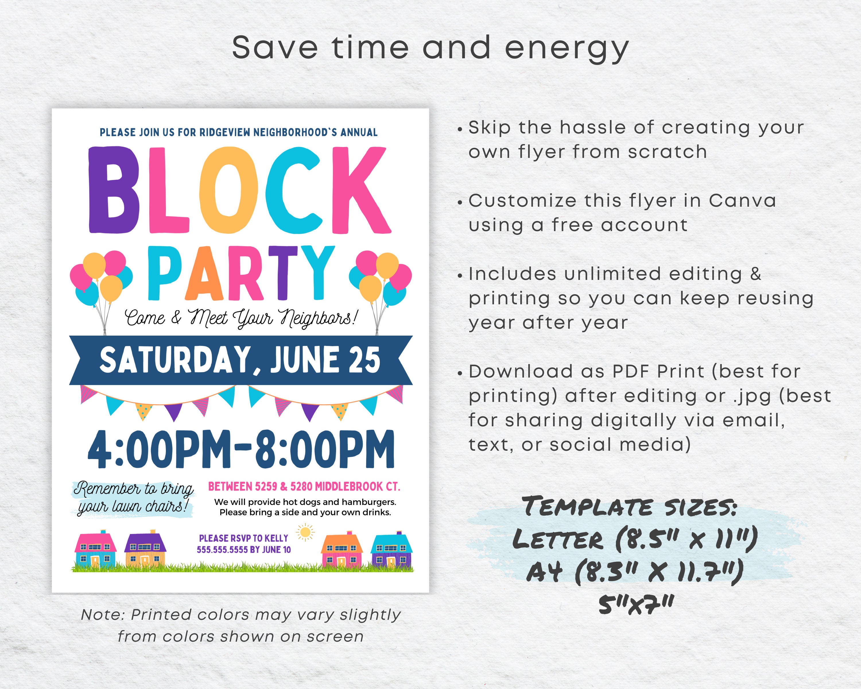 Free custom printable block party poster templates