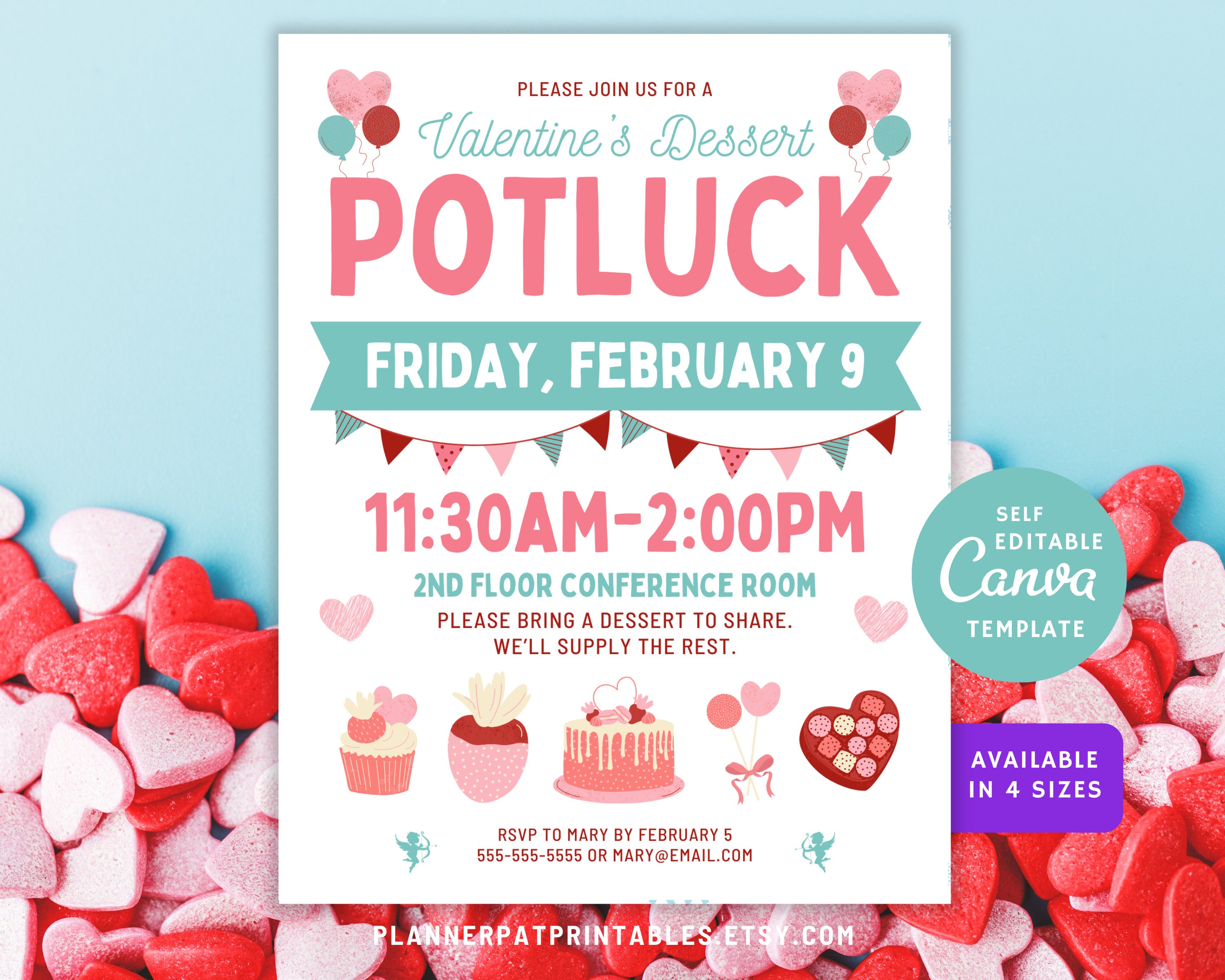 Valentine Potluck Invitation Valentine's Day Invitation Templates