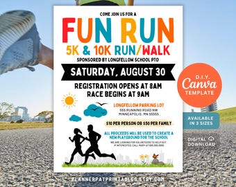 Editable Fun Run Flyer Template: Race Event Poster (Canva Download)