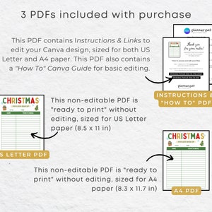 K&ouml;nnte beinhalten: Drei druckbare PDFs f&uuml;r ein Weihnachts-Potluck-Anmeldeformular. Die PDFs sind in den Formaten US Letter (8,5 x 11 Zoll) und A4 (8,3 x 11,7 Zoll) verf&uuml;gbar. Die PDFs beinhalten eine "Anleitung" zum Bearbeiten in Canva.