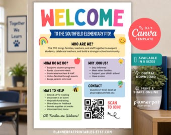School Welcome Flyer Template, Editable Information Poster (Canva)
