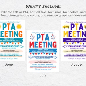 PTA Meetings Flyer Seasonal Bundle Editable Canva Templates - Etsy