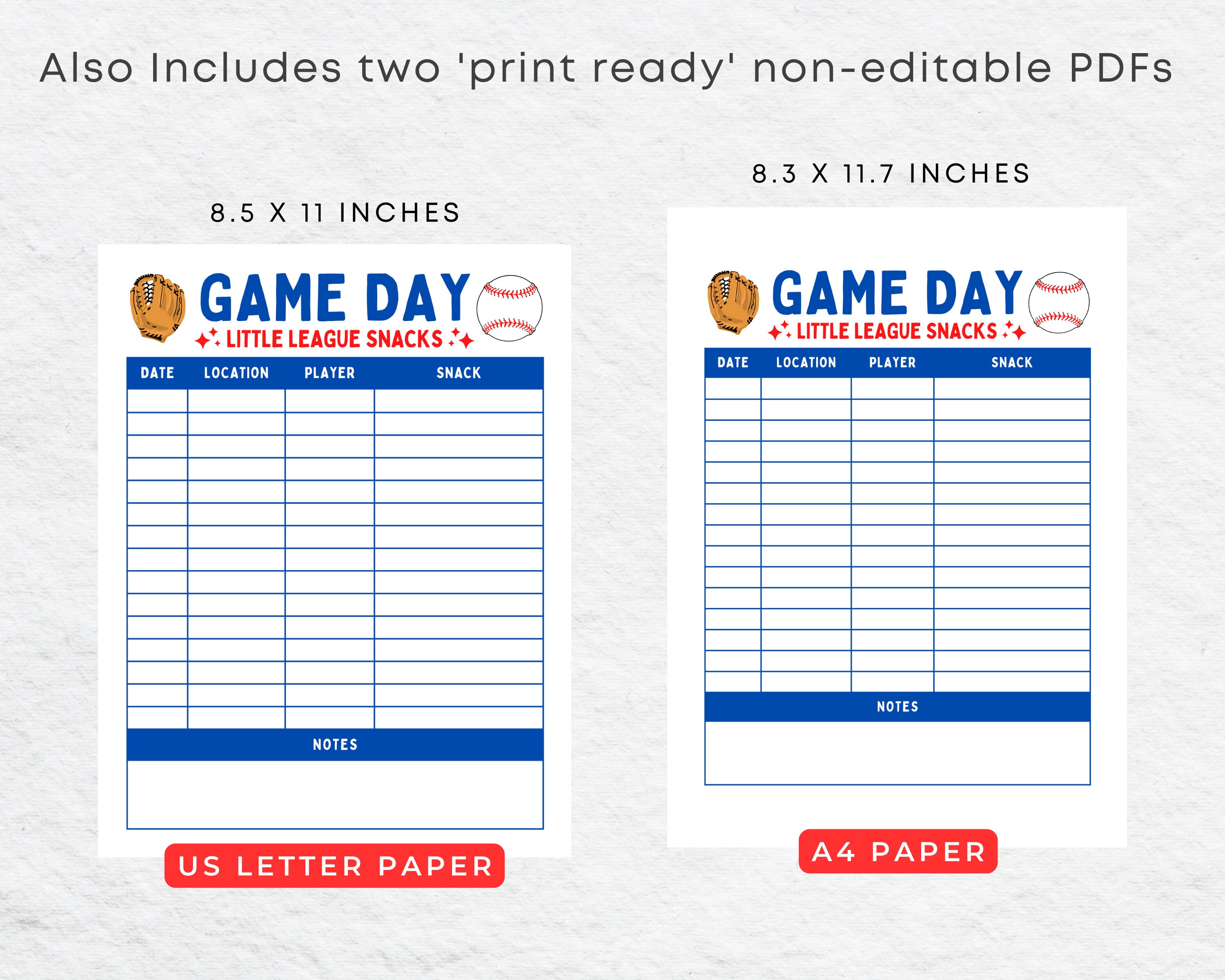 Editable Little League Snack Sign up Sheet Schedule Printable - Etsy