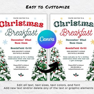 Editable Christmas Breakfast Invitation Template, Holiday Brunch Invite ...