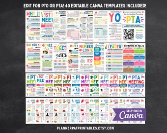 PTO PTA President Bundle, 40 Editable Back to School Flyer Templates