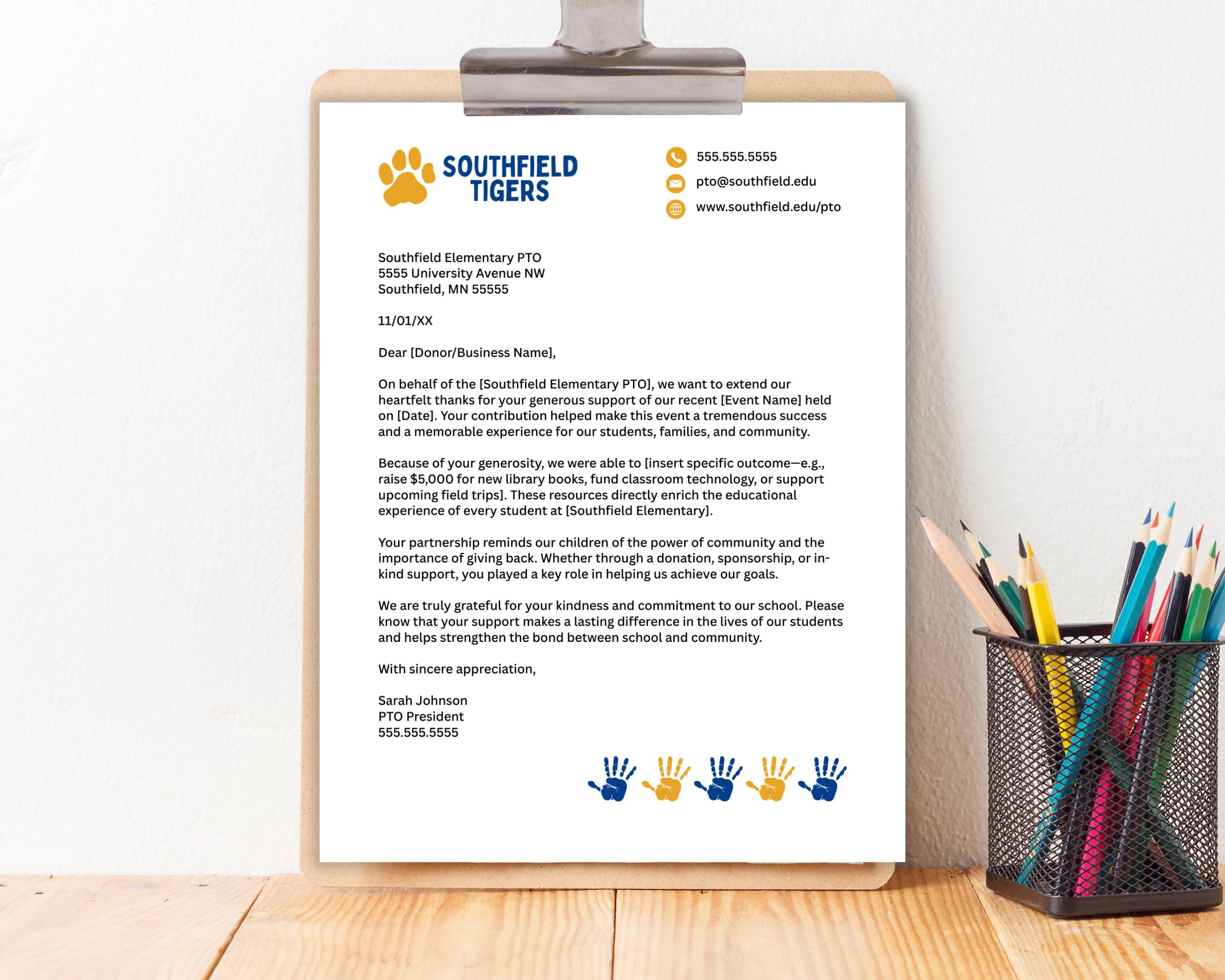 Pto Request Lettering Printable Editable PTA PTO Event Donation Request & Thank You Letter Templates ...