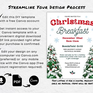 Editable Christmas Breakfast Invitation Template, Holiday Brunch Invite ...