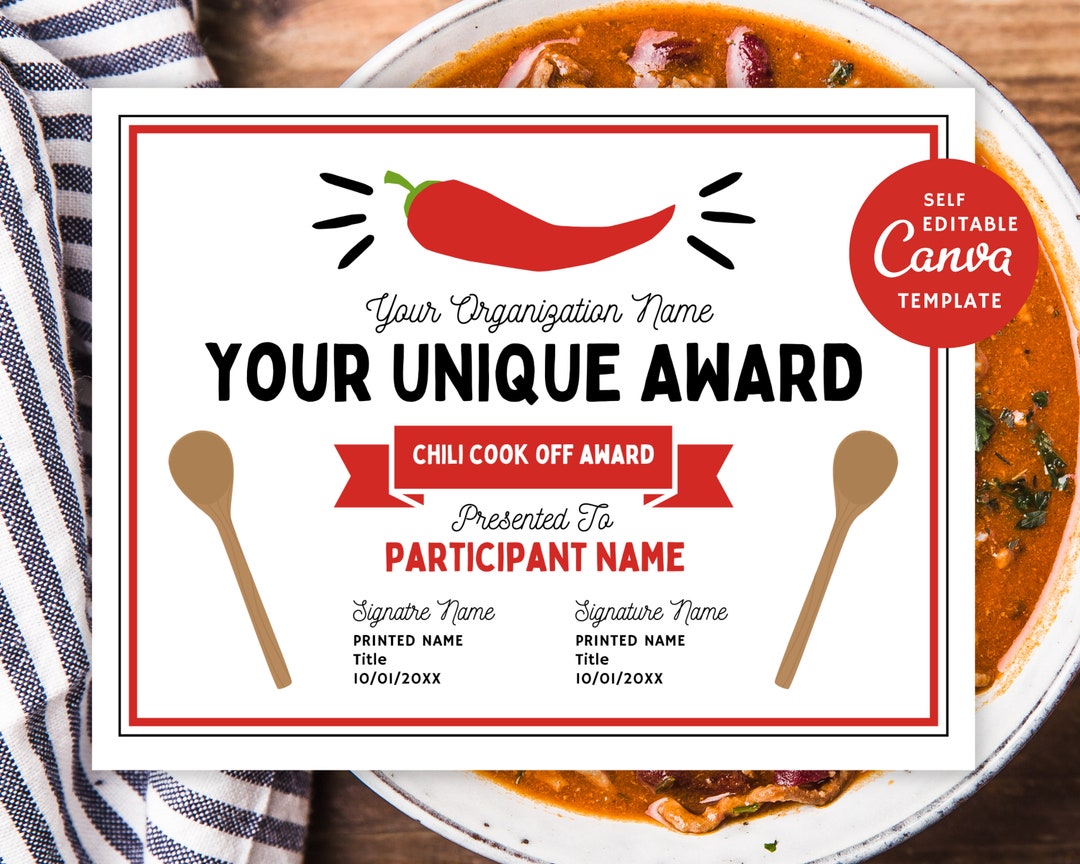 editable-chili-certificate-template-printable-edit-cook-off-award-in-canva-etsy for Free Printable Chili Cook Off Certificate Editable Chili Certificate Template Printable, Edit Cook off Award in Canva - Etsy for Free Printable Chili Cook Off Certificate