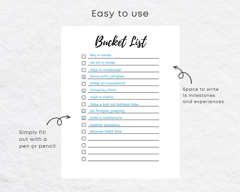 2023 Bucket List Template Printable Things to Do Simple Etsy