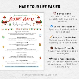 Editable Secret Santa Rules Flyer | Christmas Gift Exchange Guidelines ...