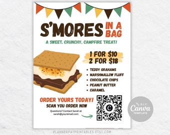 Walking S’mores Flyer Template, Editable School Fall Event Sign (Canva)