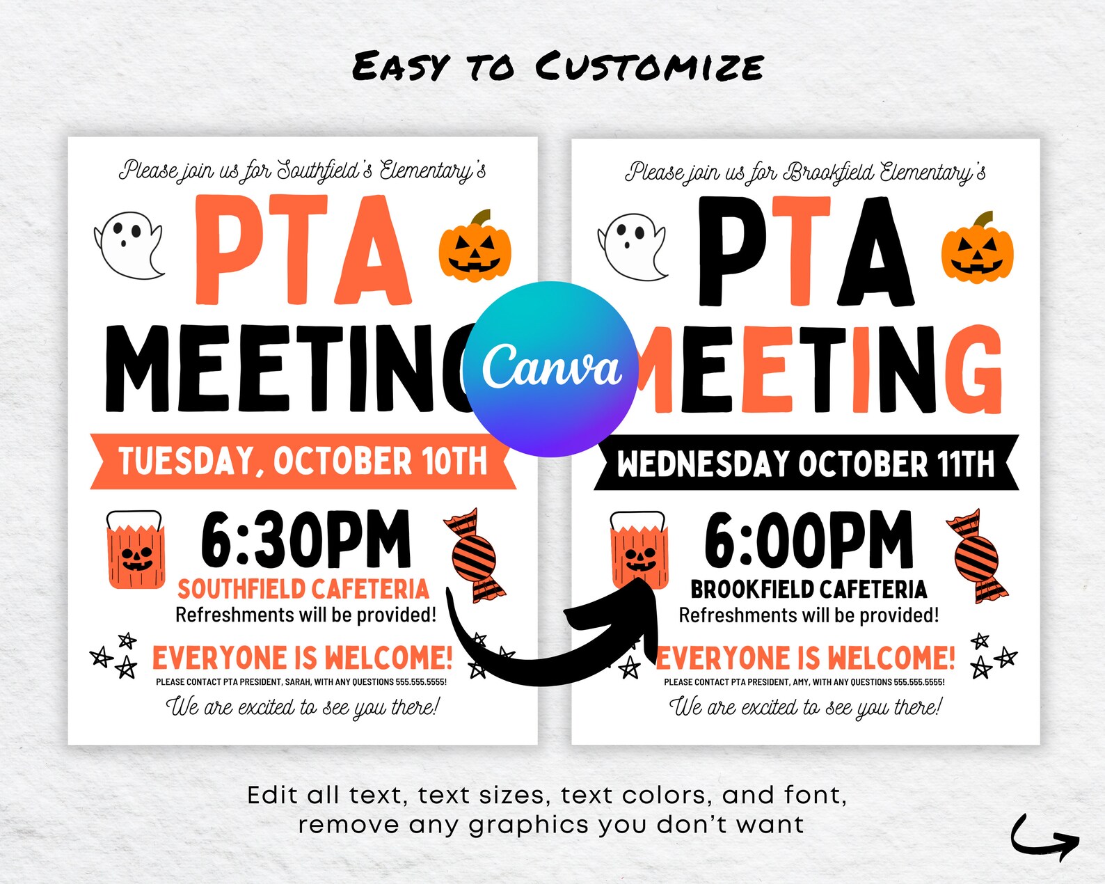 Editable PTA Meeting Flyer | October Event Poster (canva Download) - Etsy