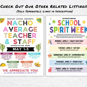 Editable Teacher & Staff Appreciation Week Flyer Itinerary Canva ...